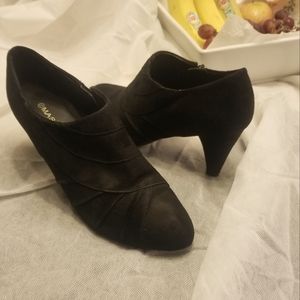 Massini Black Suede Heeled Ankle Boots